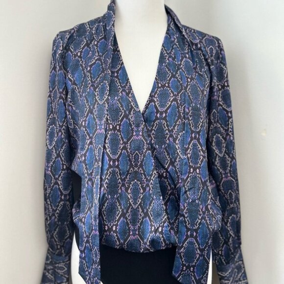 Guess Marciano Animalier Long Sleeve Bodysuit Blouse - Picture 2 of 8